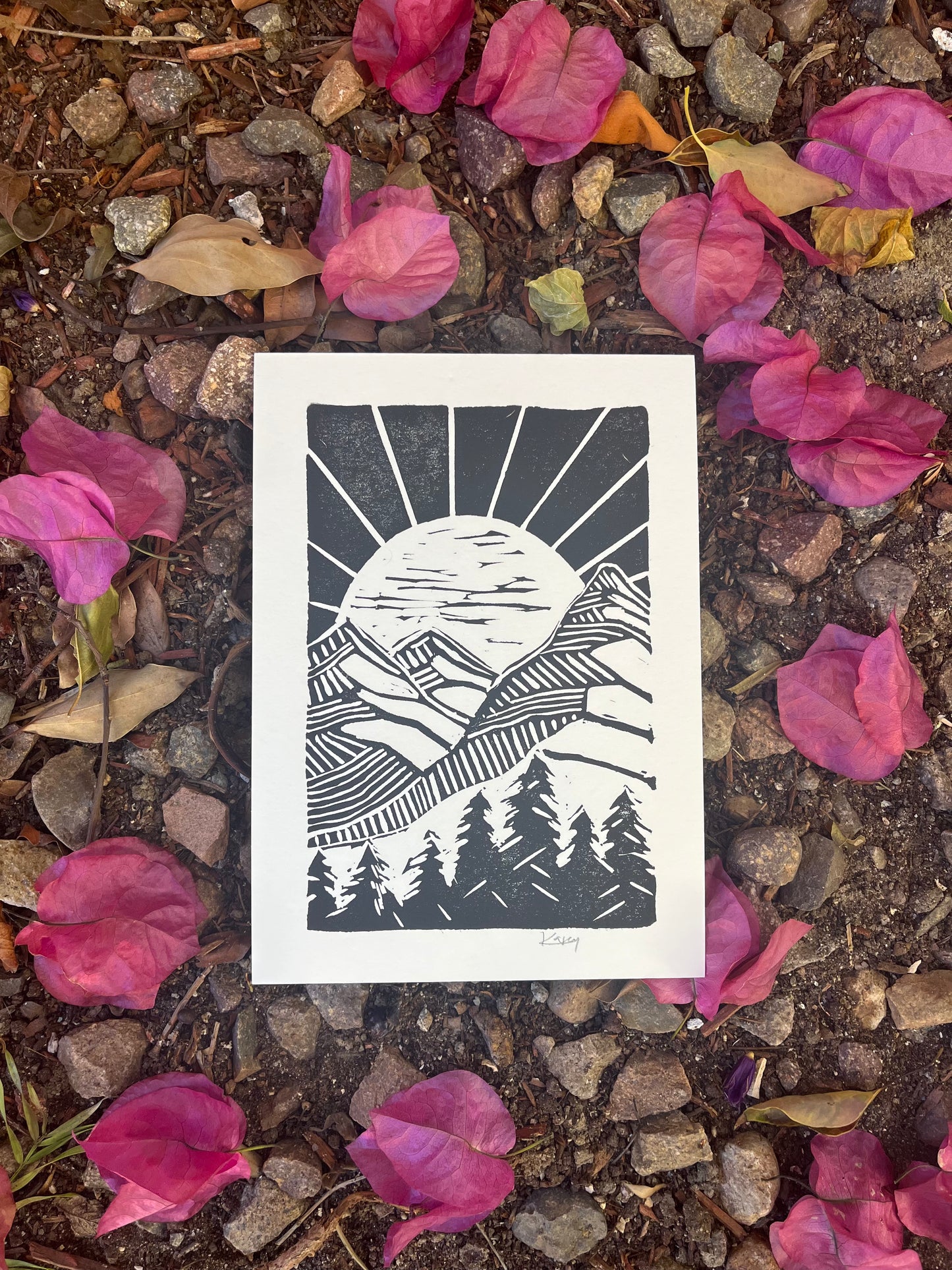 Mountain Rectangle Block Print