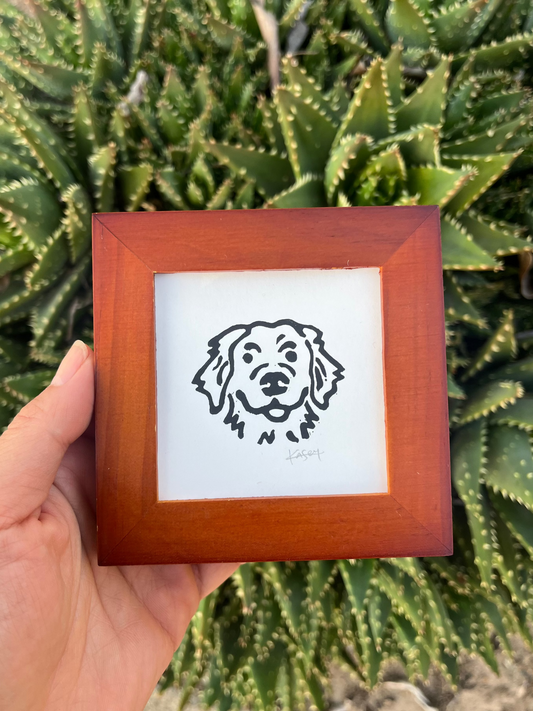 Golden Retriever Mini Block Print