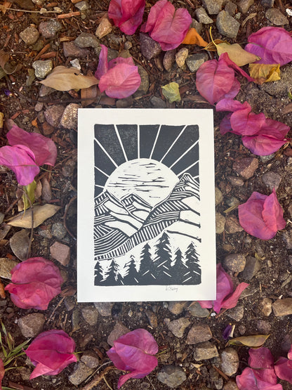 Mountain Rectangle Block Print