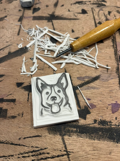 Corgi Mini Block Print