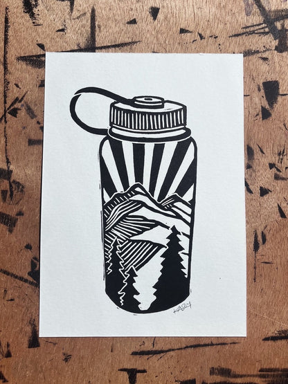 Water Bottle Block Print