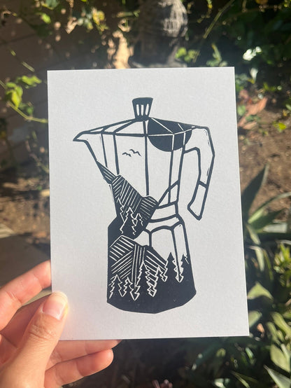 Moka Pot Block Print