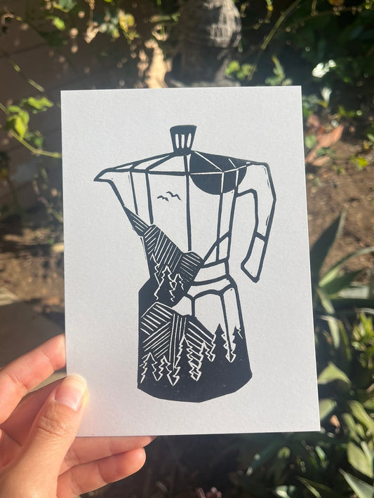Moka Pot Block Print