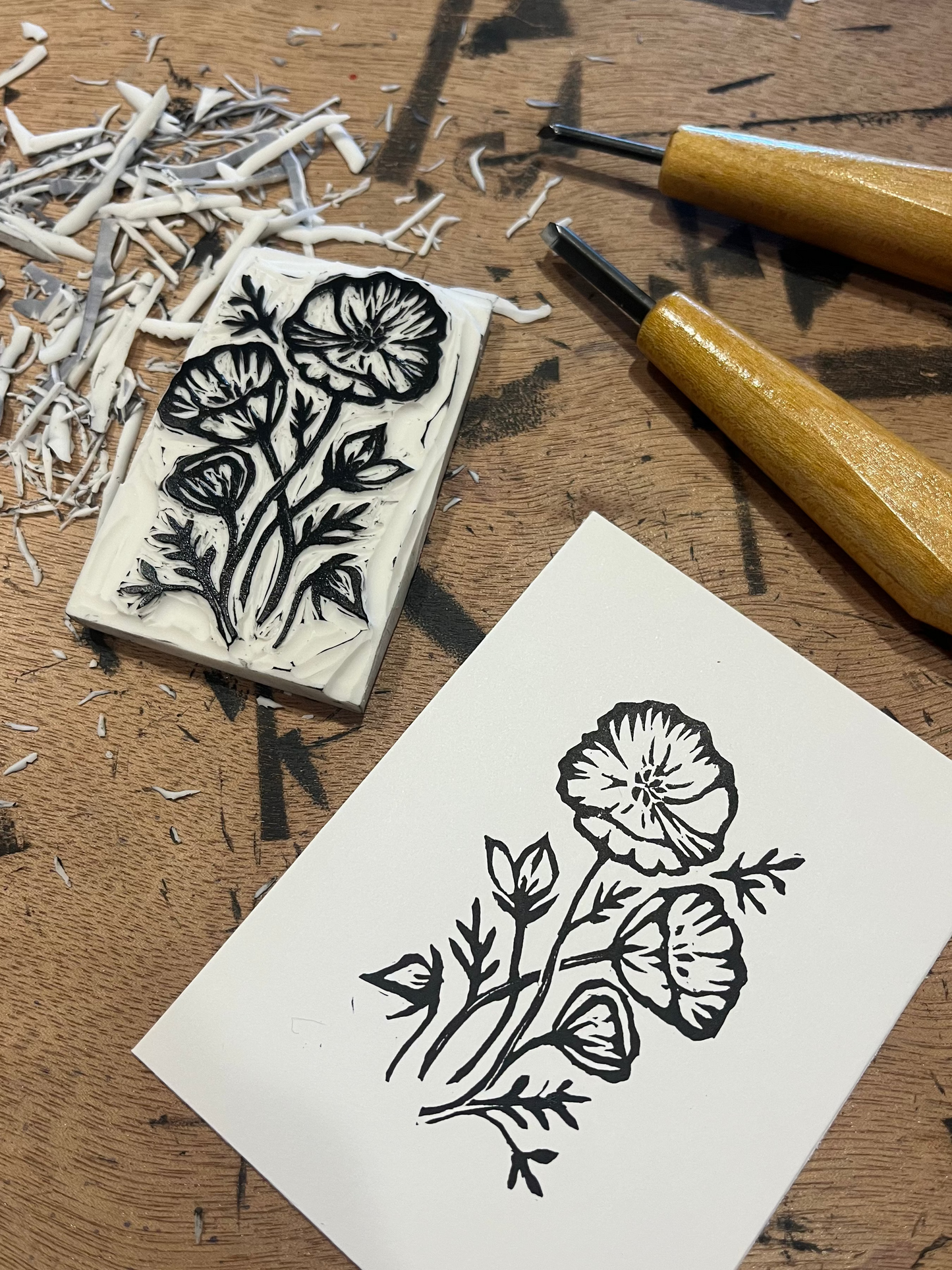 California Poppy Mini Block Print