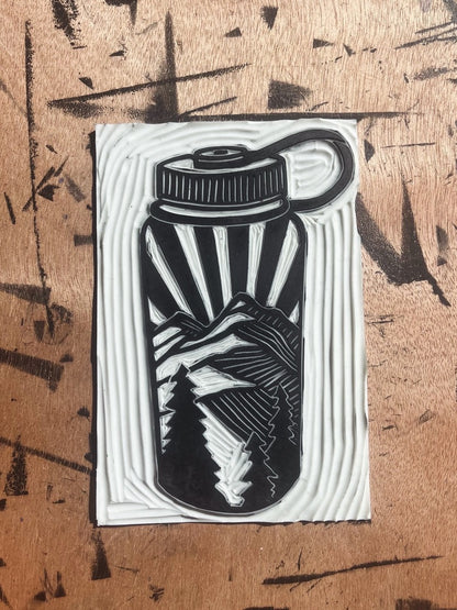 Water Bottle Block Print