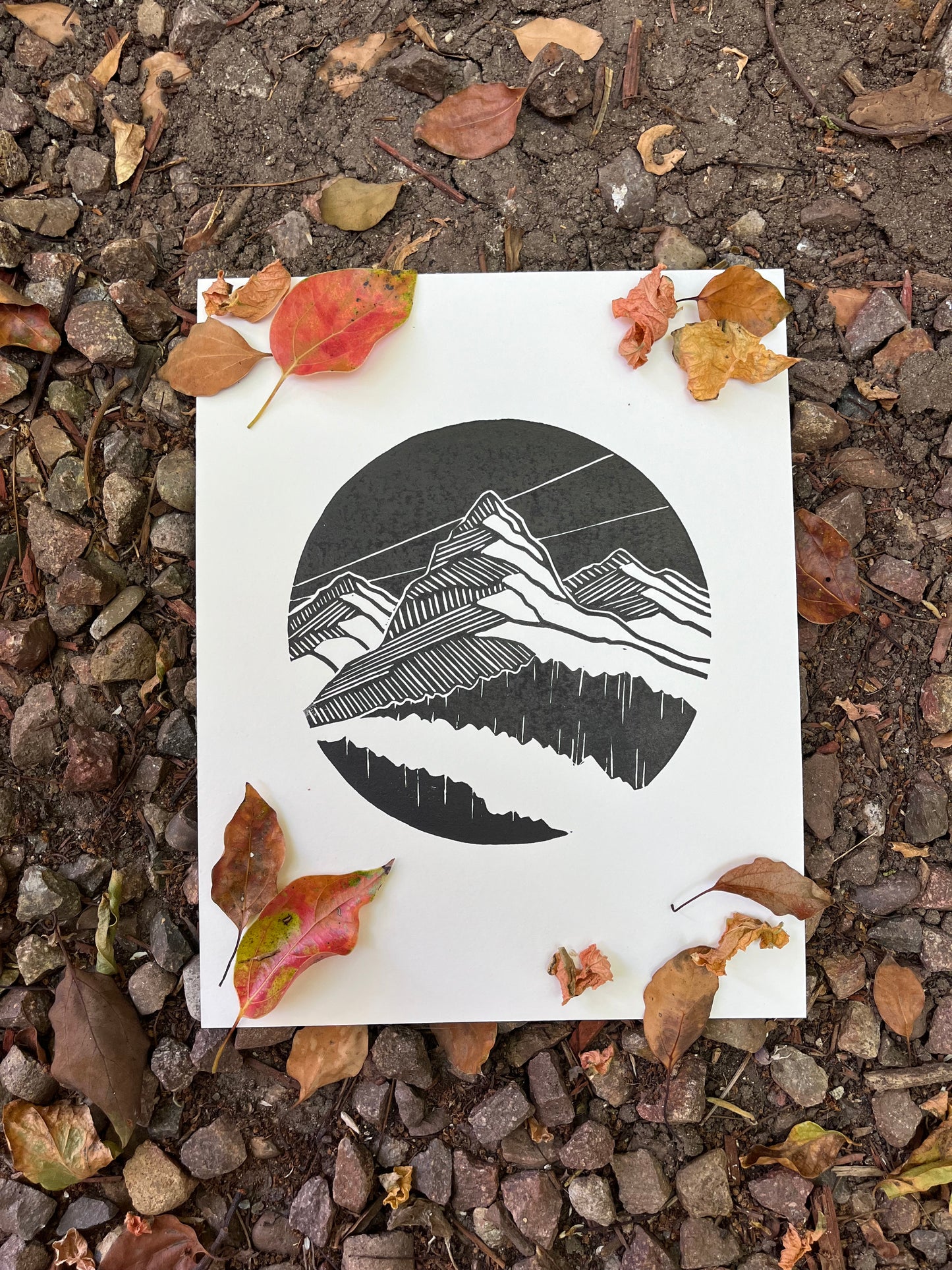 Mountain Circle Block Print