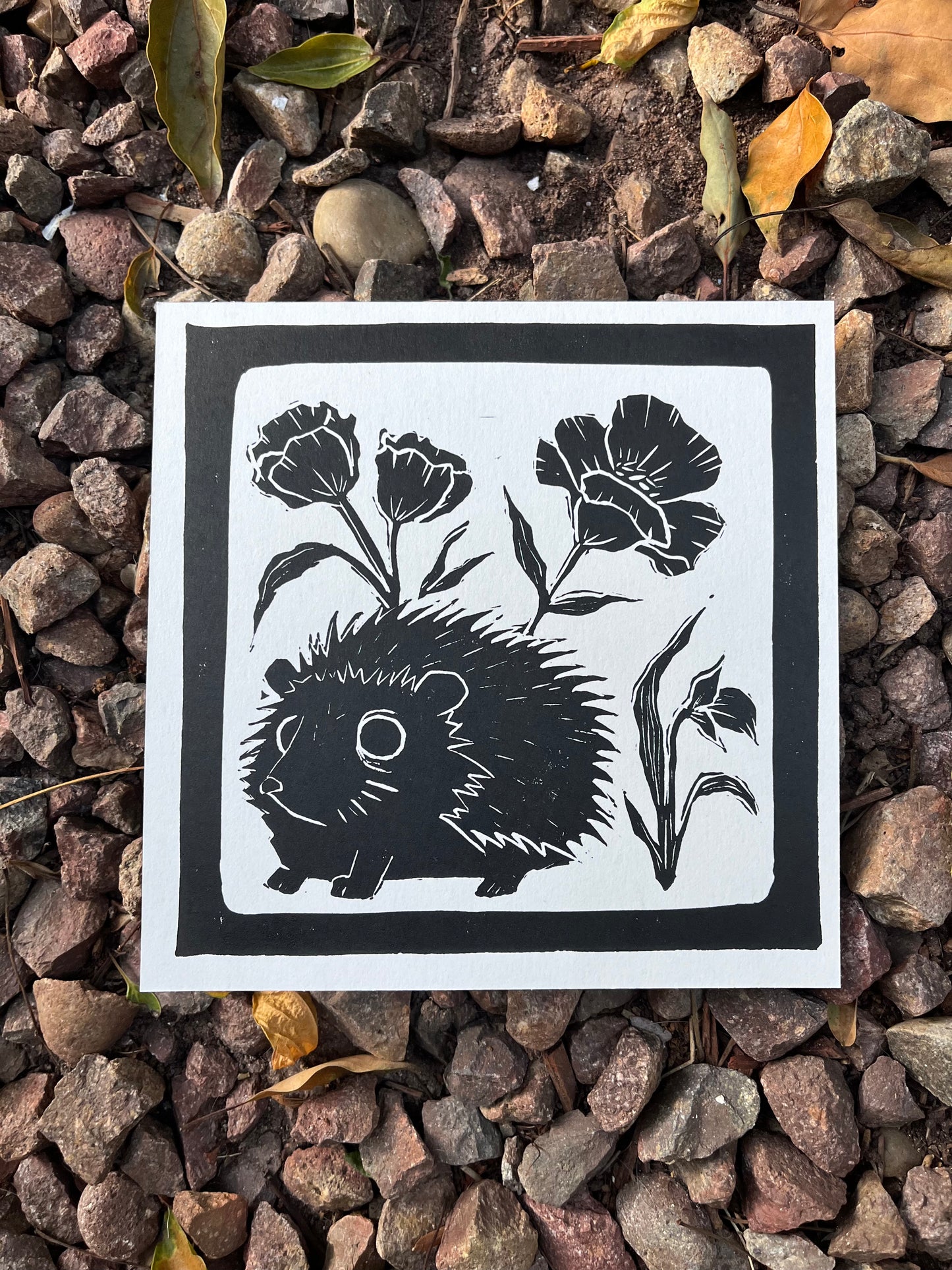 Hedgehog Block Print