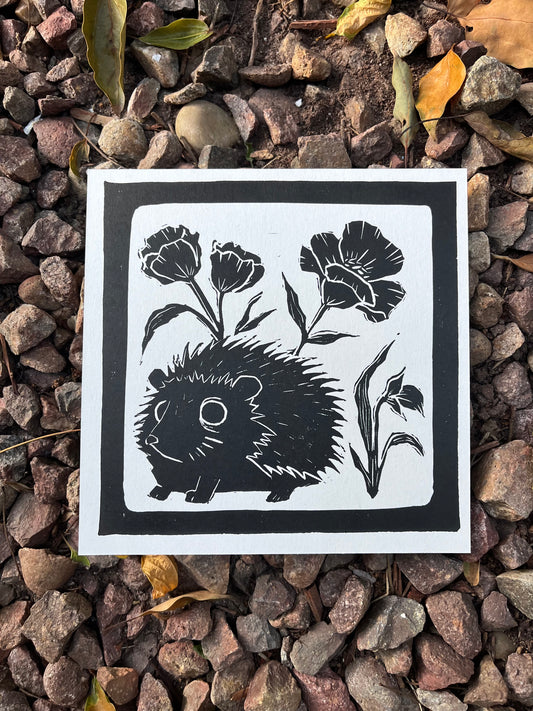Hedgehog Block Print