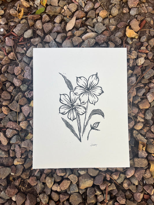 Blue Eyed Grass Wildflower Block Print