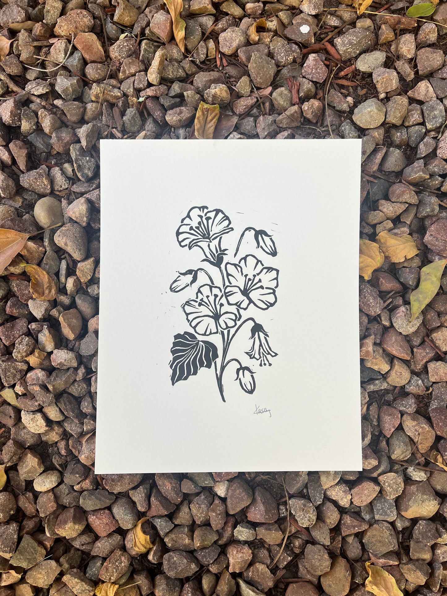 Desert Bluebell Wildflower Block Print