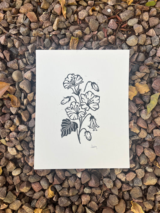 Desert Bluebell Wildflower Block Print
