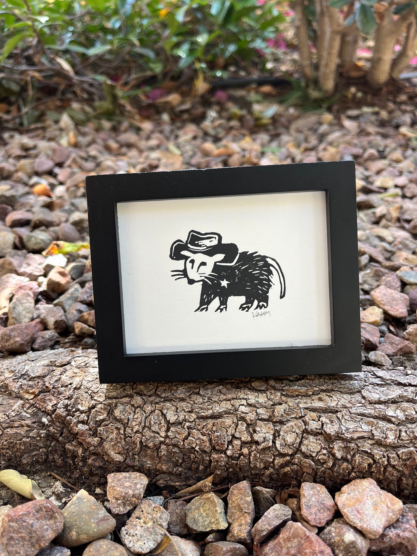 Sheriff Possum Mini Block Print