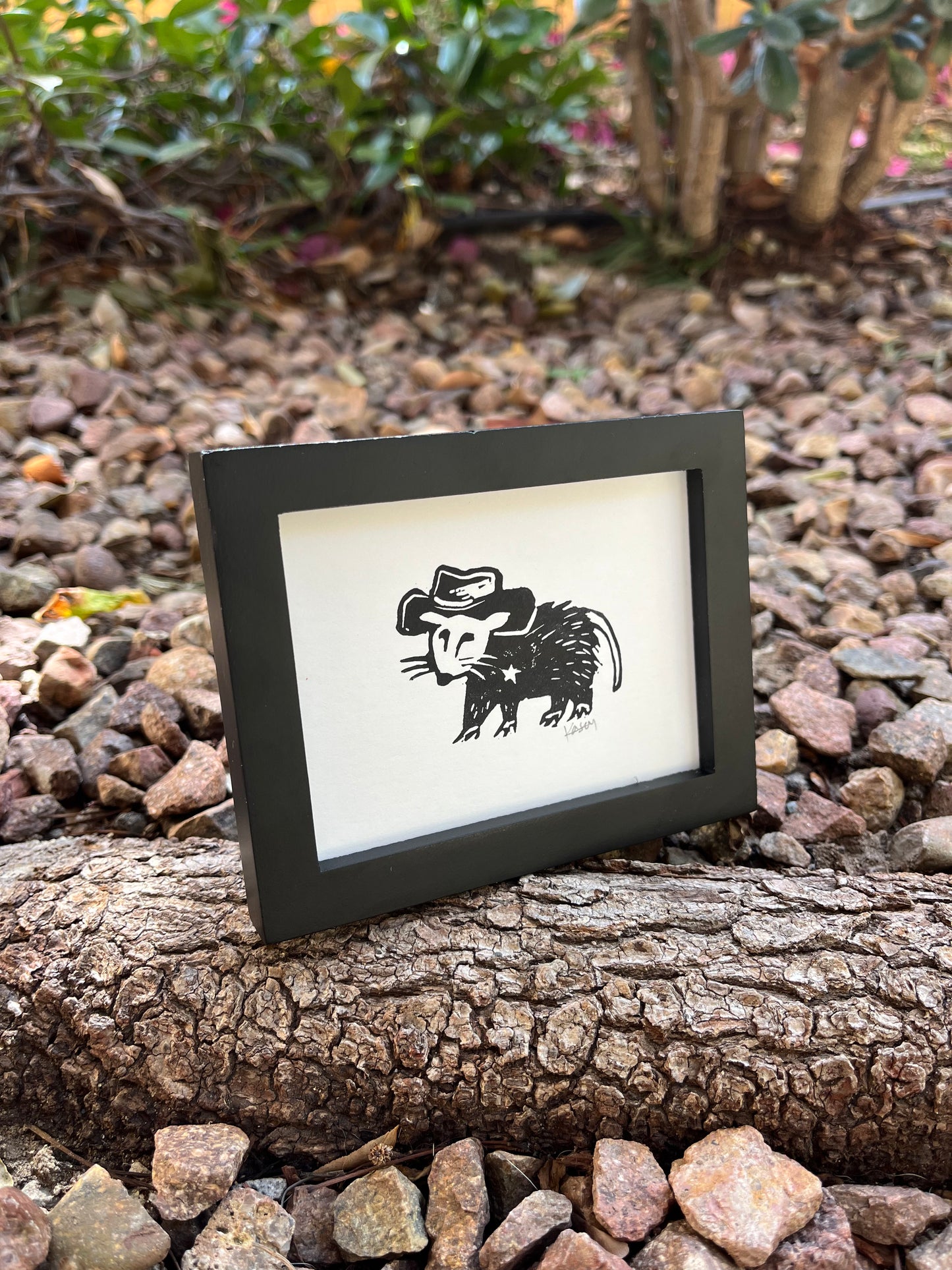 Sheriff Possum Mini Block Print