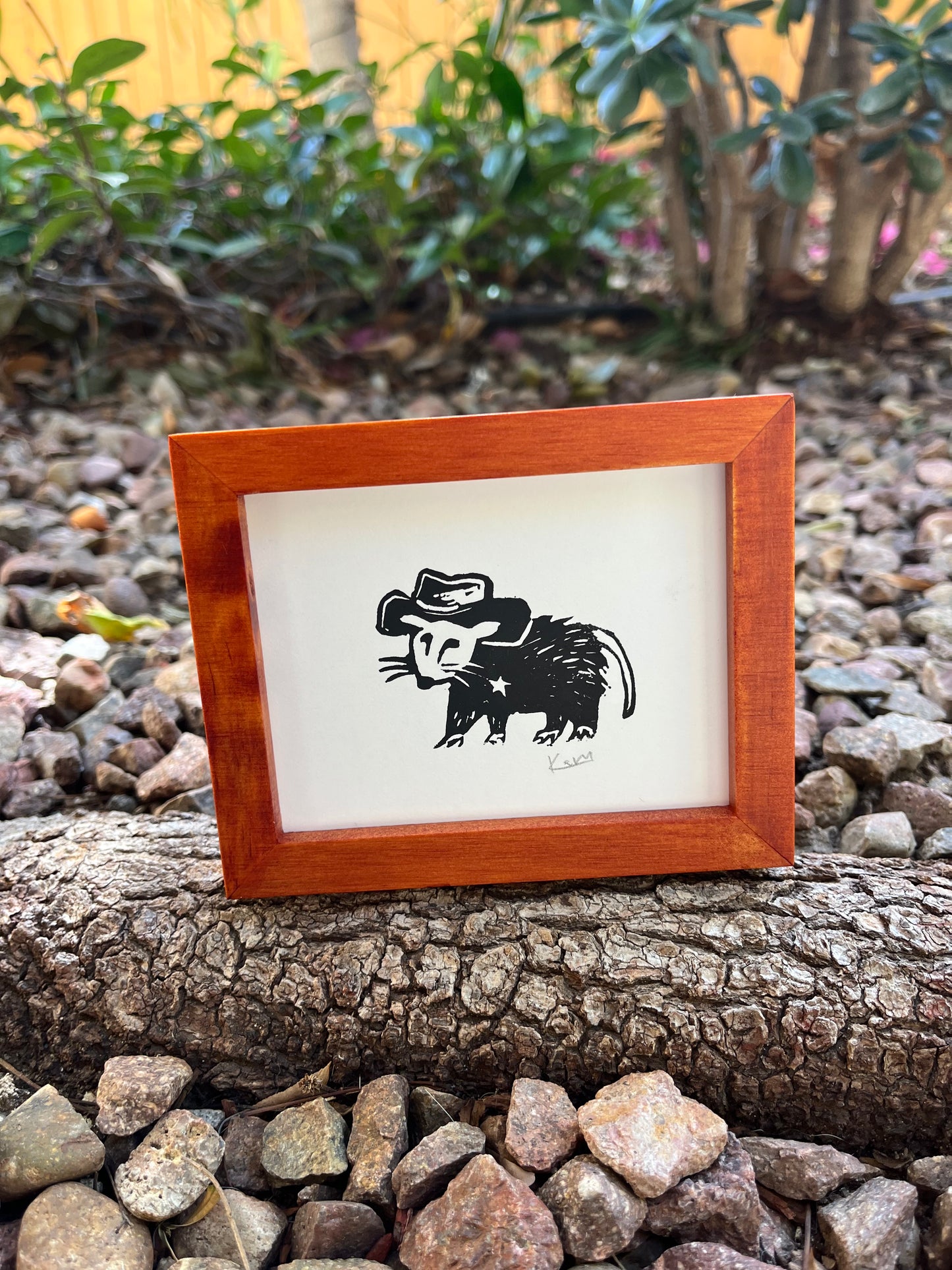 Sheriff Possum Mini Block Print