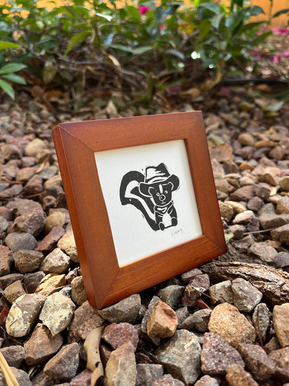 Cowboy Skunk Mini Block Print