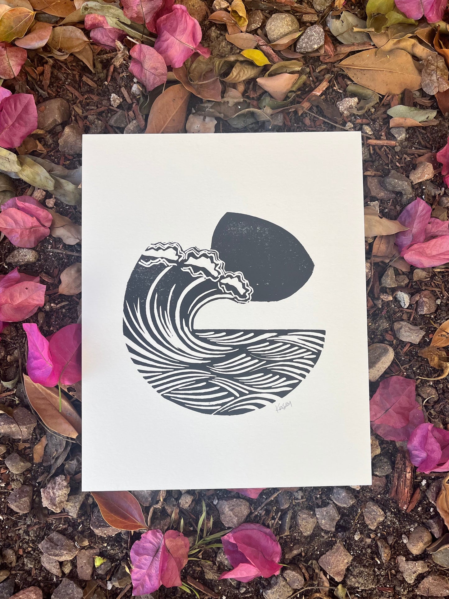 Ocean Circle Block Print