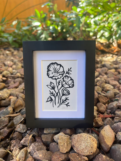 California Poppy Mini Block Print