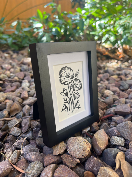 California Poppy Mini Block Print